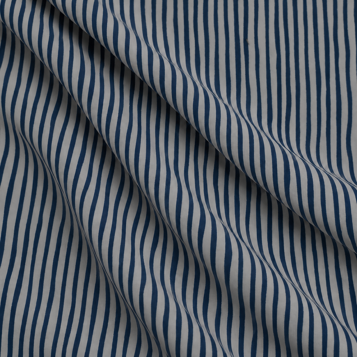 Mandy Printed Polyester Dressmaking Fabric - Navy Stripes