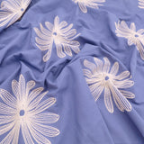 Daisy Cotton Embroidery Dressmaking Fabric - Cornflower Blue