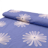 Daisy Cotton Embroidery Dressmaking Fabric - Cornflower Blue