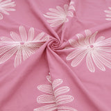 Daisy Cotton Embroidery Dressmaking Fabric - Mauve