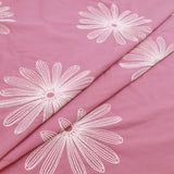 Daisy Cotton Embroidery Dressmaking Fabric - Mauve