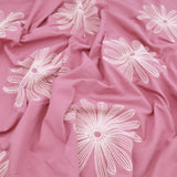 Daisy Cotton Embroidery Dressmaking Fabric - Mauve