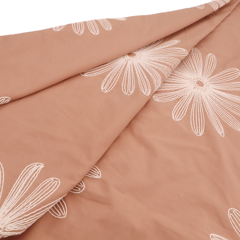 Daisy Cotton Embroidery Dressmaking Fabric - Spice