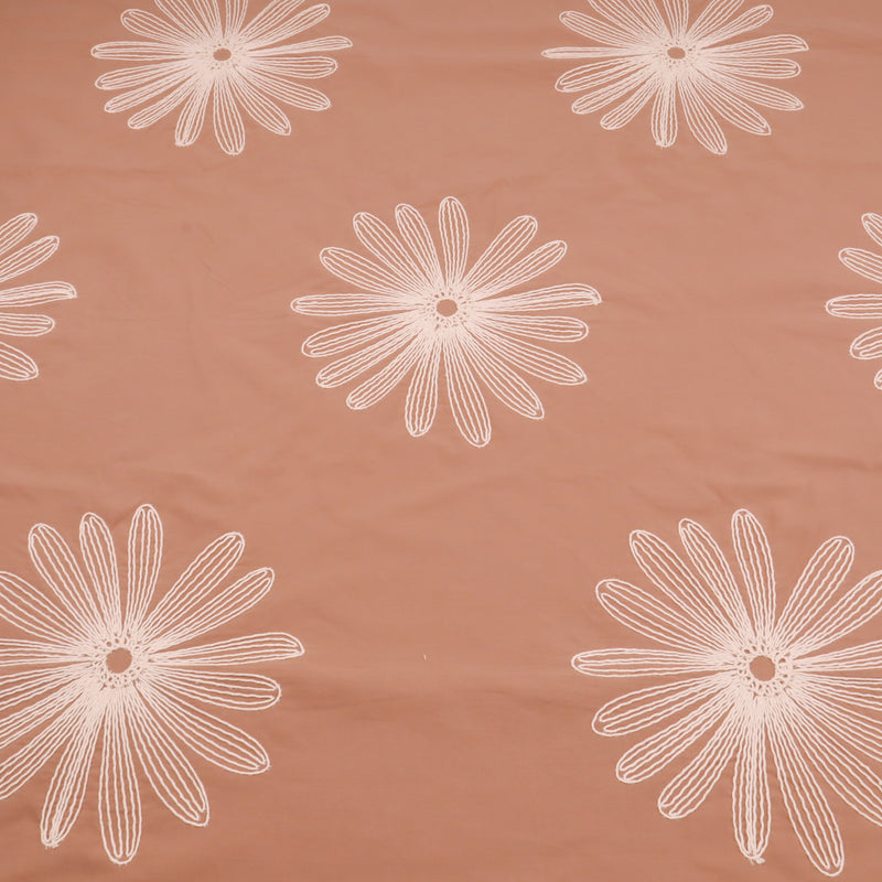 Daisy Cotton Embroidery Dressmaking Fabric - Spice