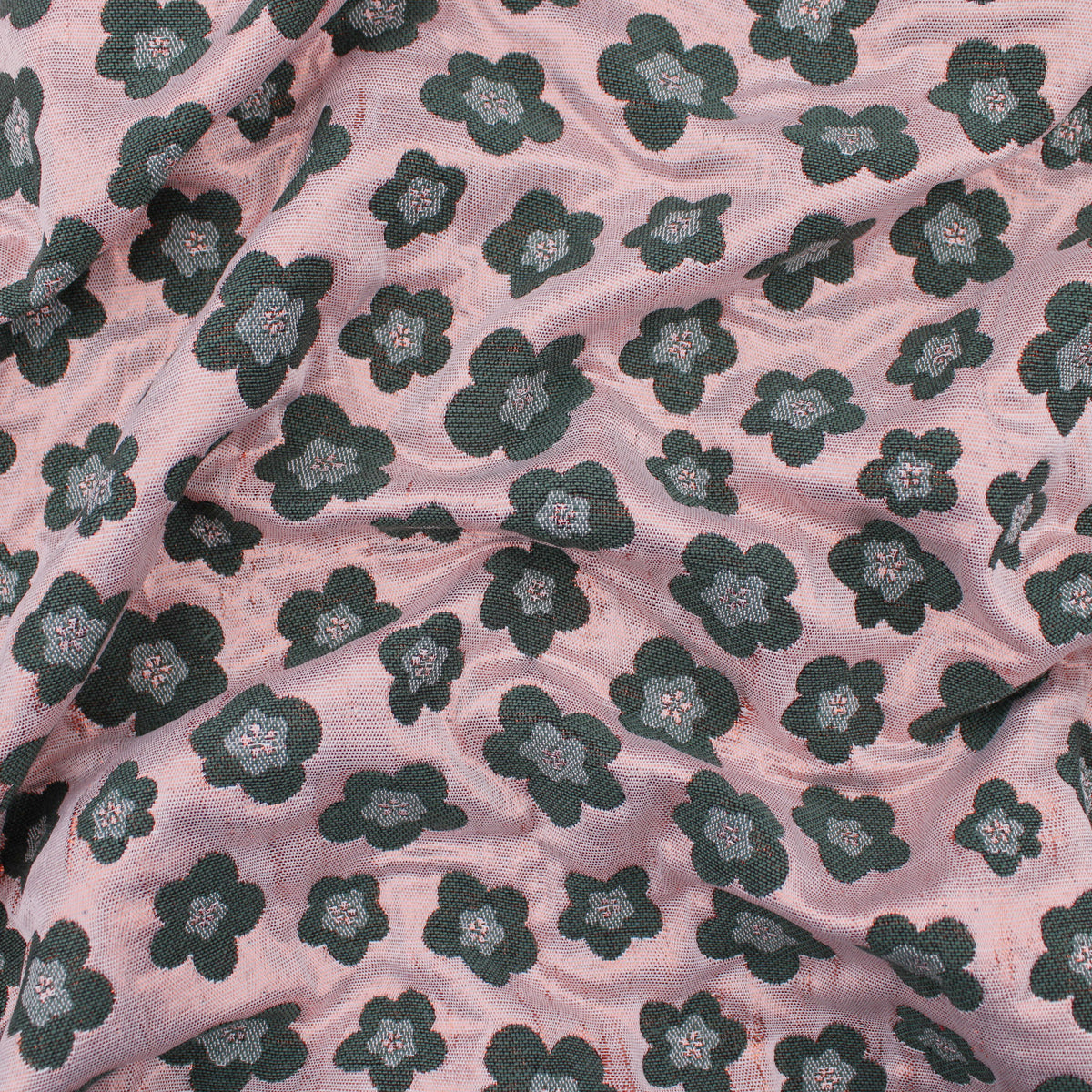 Daisy Embossed Jacquard Dressmaking Occasion Fabric - Daisy Flowers on Pink