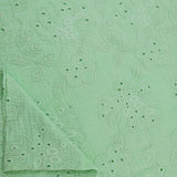 Dani Flower Embroidery Double Gauze Dressmaking Fabric - Mint