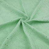 Dani Flower Embroidery Double Gauze Dressmaking Fabric - Mint