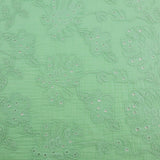 Dani Flower Embroidery Double Gauze Dressmaking Fabric - Mint