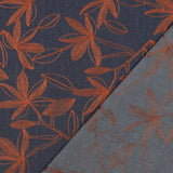 Denim Cotton Embroidered Dressmaking Fabric - Camel Leaves
