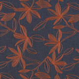 Denim Cotton Embroidered Dressmaking Fabric - Camel Leaves