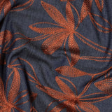 Denim Cotton Embroidered Dressmaking Fabric - Camel Leaves