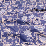 Denim Sequin Embroidered Flowers Dressmaking Jacketing Fabric - Dark Blue