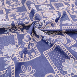 Denim Sequin Embroidered Flowers Dressmaking Jacketing Fabric - Dark Blue