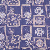 Denim Sequin Embroidered Flowers Dressmaking Jacketing Fabric - Dark Blue