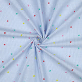 Dobby Cotton Spot Dressmaking Fabric - Blue Stripe Multicolour