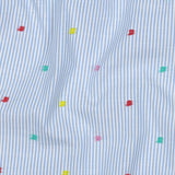 Dobby Cotton Spot Dressmaking Fabric - Blue Stripe Multicolour