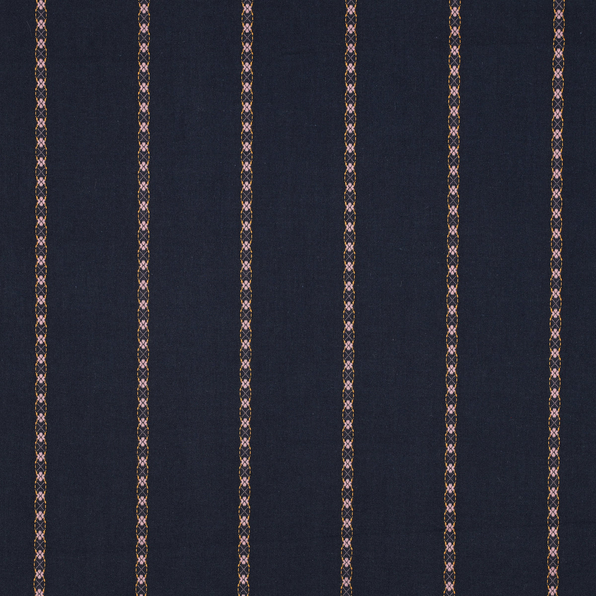 Dobby Cotton Jacquard Dressmaking Fabric - Navy Pink Stripe