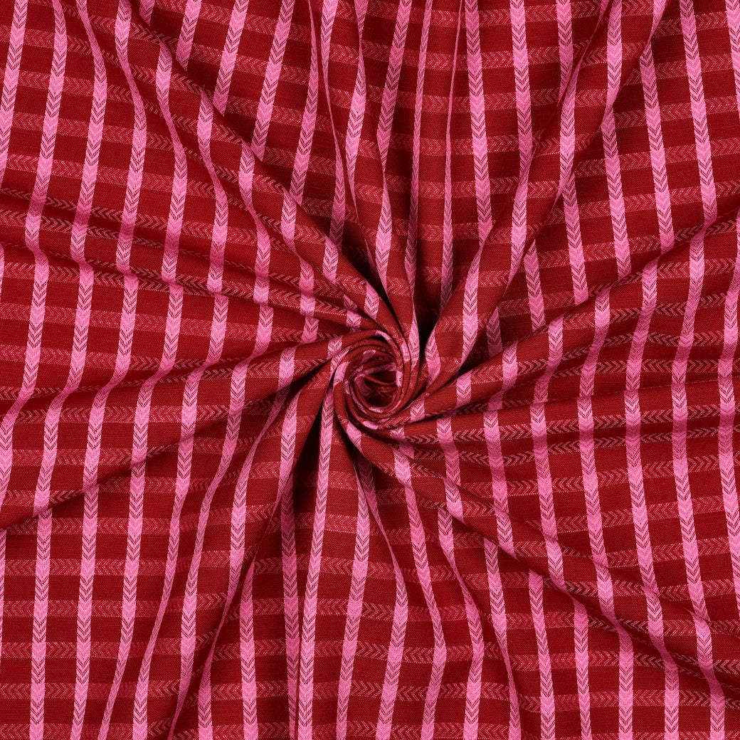 Dobby Cotton Yarn Dyed Dressmaking Fabric - Red