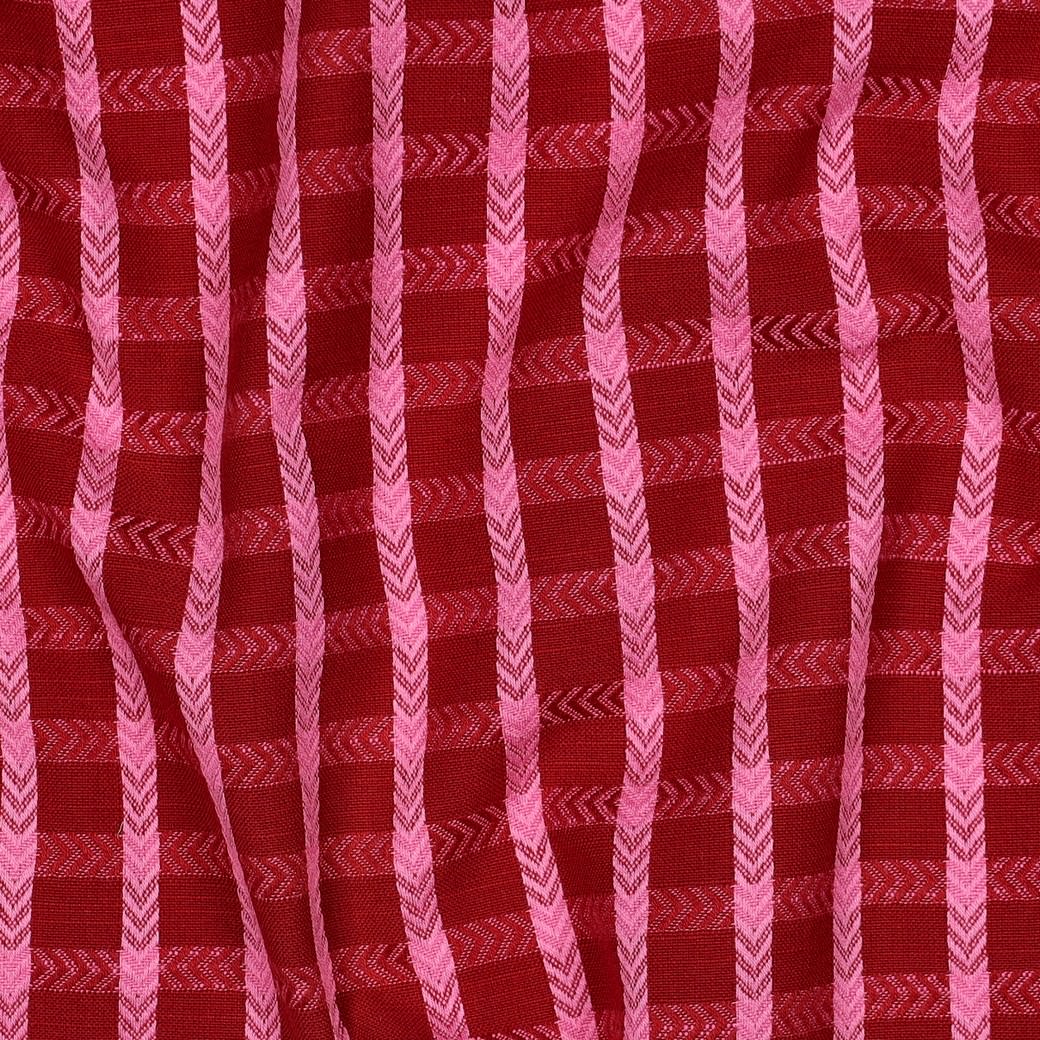 Dobby Cotton Yarn Dyed Dressmaking Fabric - Red