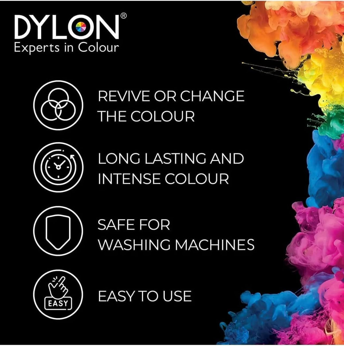 Dylon Wash & Dye Fabric Dye: All-in-One Machine Colour Renewal - Intense Black