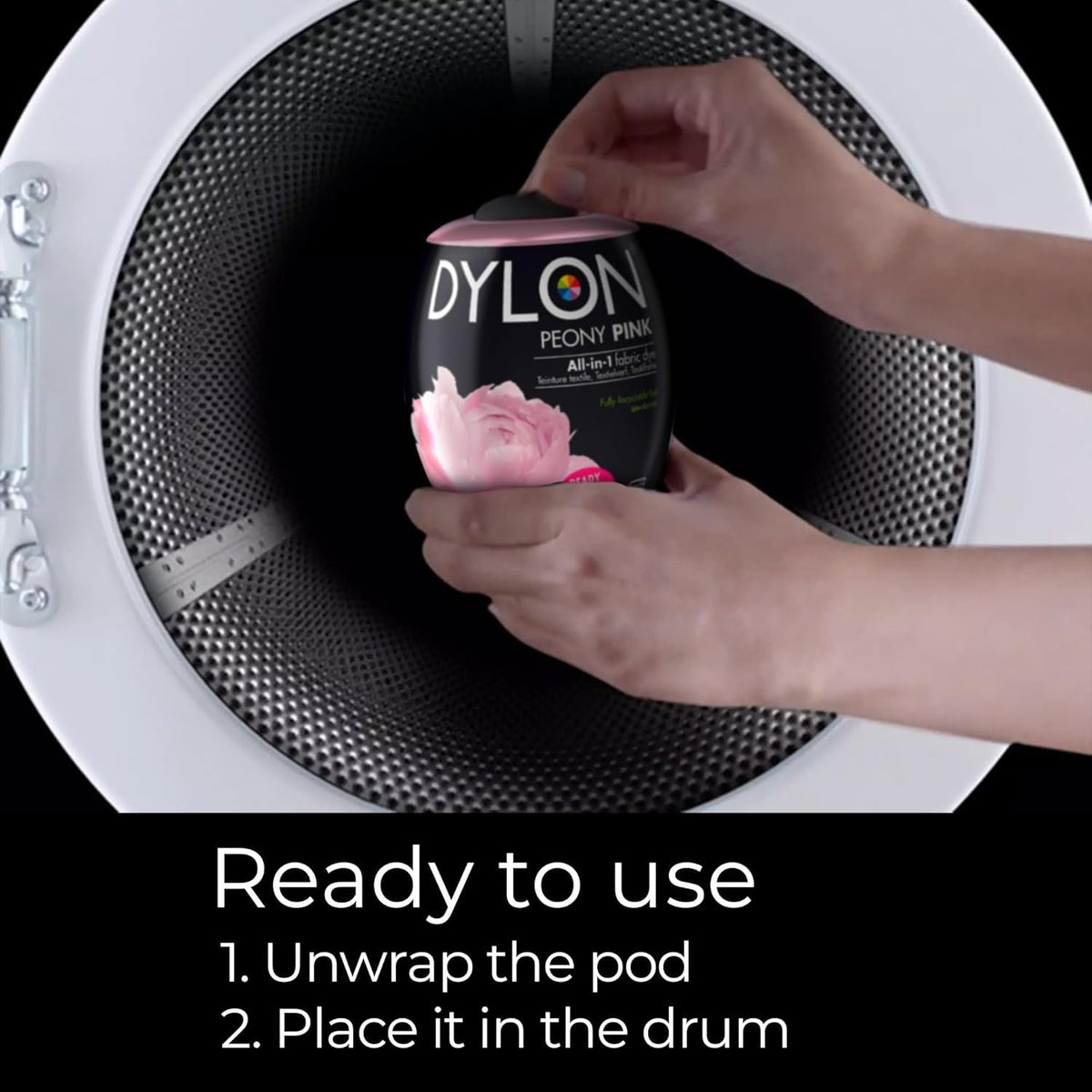 Dylon Washing Machine Fabric Dye Pods: Restore & Revive Clothes - Peony Pink