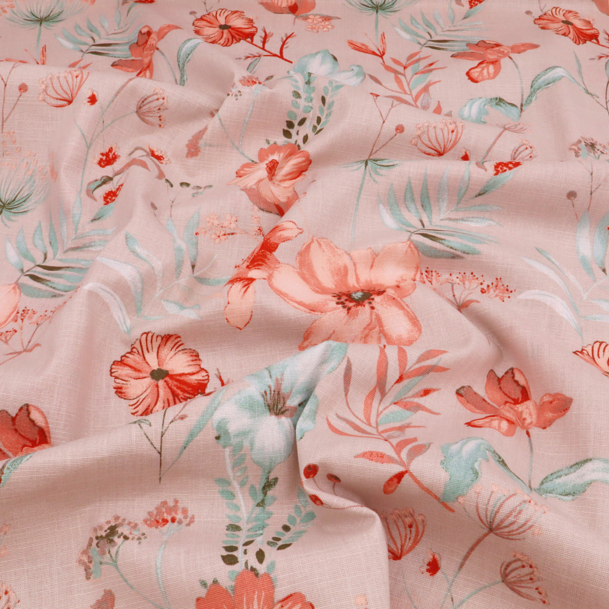 Edith Printed Cotton Linen Dressmaking Fabric - Flowers on Stone