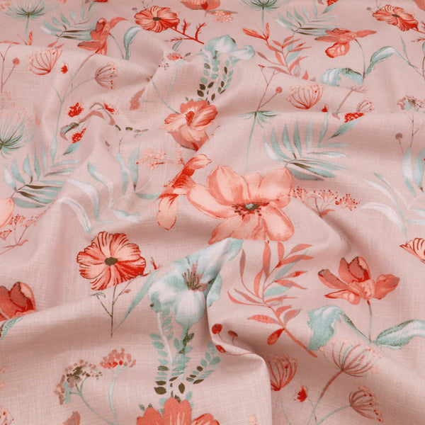 Edith Printed Cotton Linen Dressmaking Fabric - Flowers on Stone