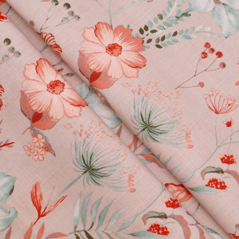 Edith Printed Cotton Linen Dressmaking Fabric - Flowers on Stone