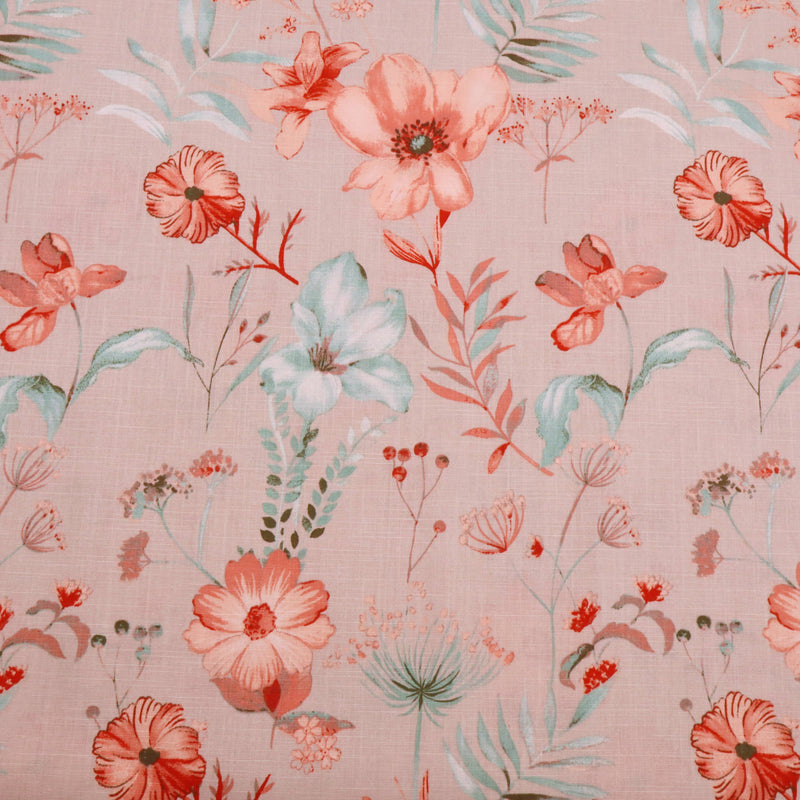 Edith Printed Cotton Linen Dressmaking Fabric - Flowers on Stone