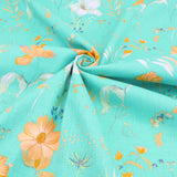 Edith Printed Cotton Linen Dressmaking Fabric - Flowers on Aqua