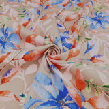 Edith Printed Cotton Linen Dressmaking Fabric - Coloured Leaves on Stone