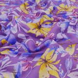 Edith Printed Cotton Linen Stretch Dressmaking Fabric - Leaves on Lavender