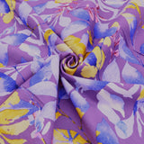 Edith Printed Cotton Linen Stretch Dressmaking Fabric - Leaves on Lavender