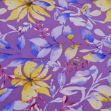 Edith Printed Cotton Linen Stretch Dressmaking Fabric - Leaves on Lavender