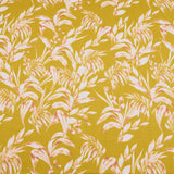 Edith Printed Cotton Linen Dressmaking Fabric - Leaves on Mustard
