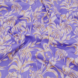 Edith Printed Cotton Linen Dressmaking Fabric - Leaves on Purple