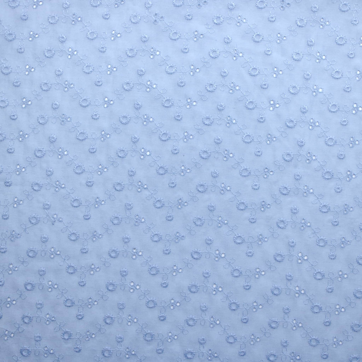 Evie 3 Hole Poly Cotton Broderie Anglaise Fabric Material Blue
