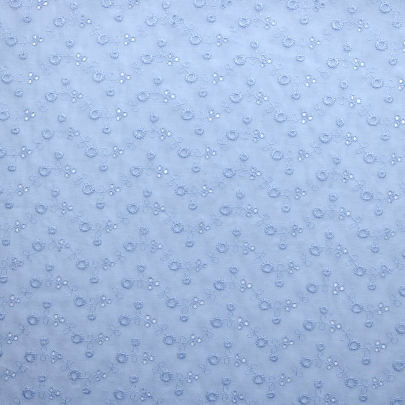 Evie 3 Hole Poly Cotton Broderie Anglaise Fabric Material Blue