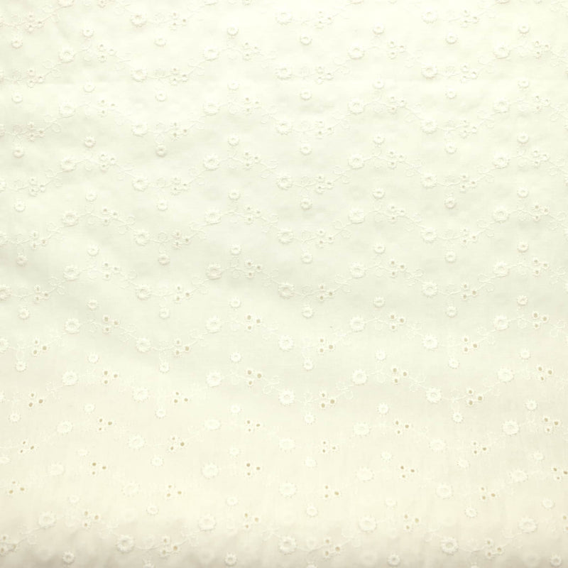 Evie 3 Hole Poly Cotton Broderie Anglaise Fabric Material Cream