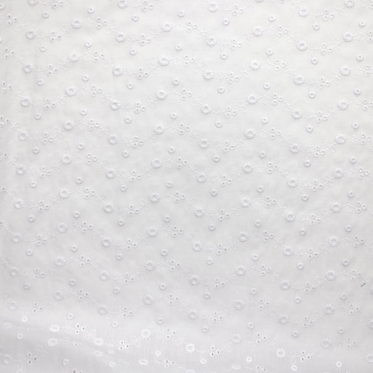 Evie 3 Hole Poly Cotton Broderie Anglaise Fabric Material White
