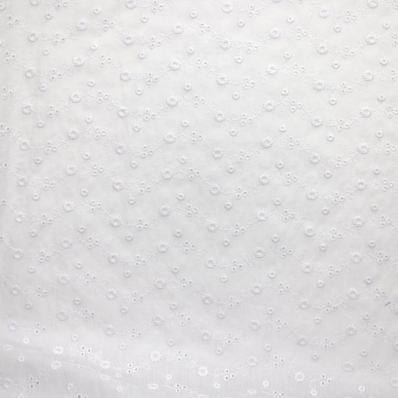 Evie 3 Hole Poly Cotton Broderie Anglaise Fabric Material White