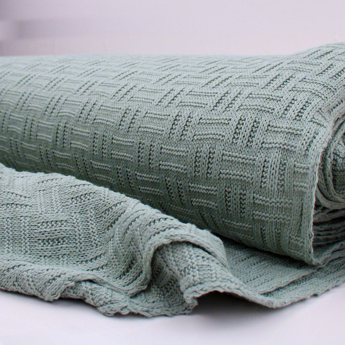 Carly Thick Cotton Knitted Jumper Sweater  - Check Mint