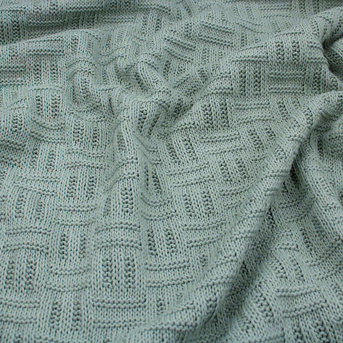 Carly Thick Cotton Knitted Jumper Sweater  - Check Mint