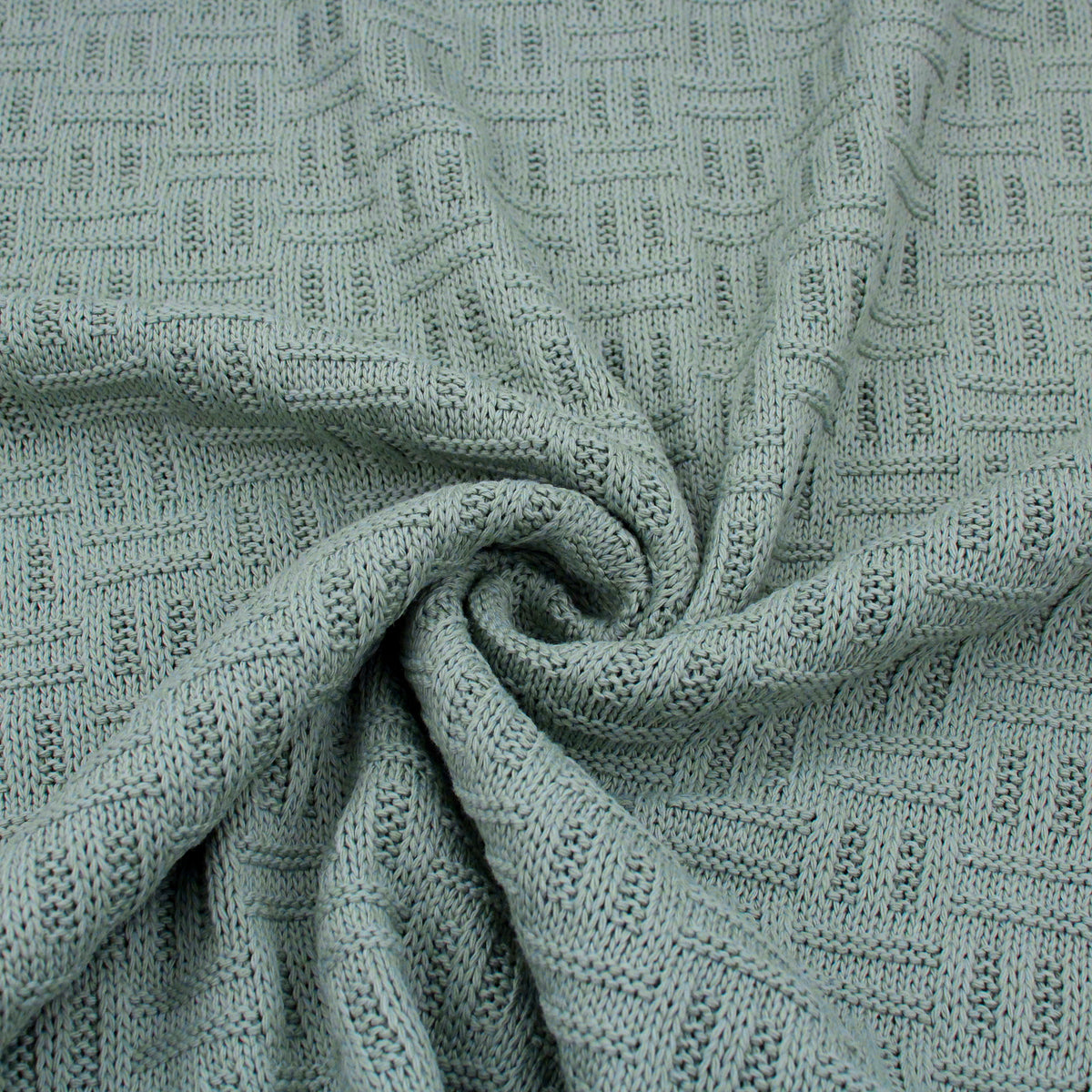 Carly Thick Cotton Knitted Jumper Sweater  - Check Mint