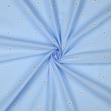 Fine Cotton Voile Printed Embroidery Dressmaking Fabric - Blue Lurex Flowers
