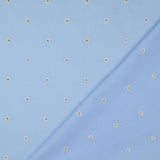 Fine Cotton Voile Printed Embroidery Dressmaking Fabric - Blue Lurex Flowers