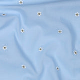 Fine Cotton Voile Printed Embroidery Dressmaking Fabric - Blue Lurex Flowers