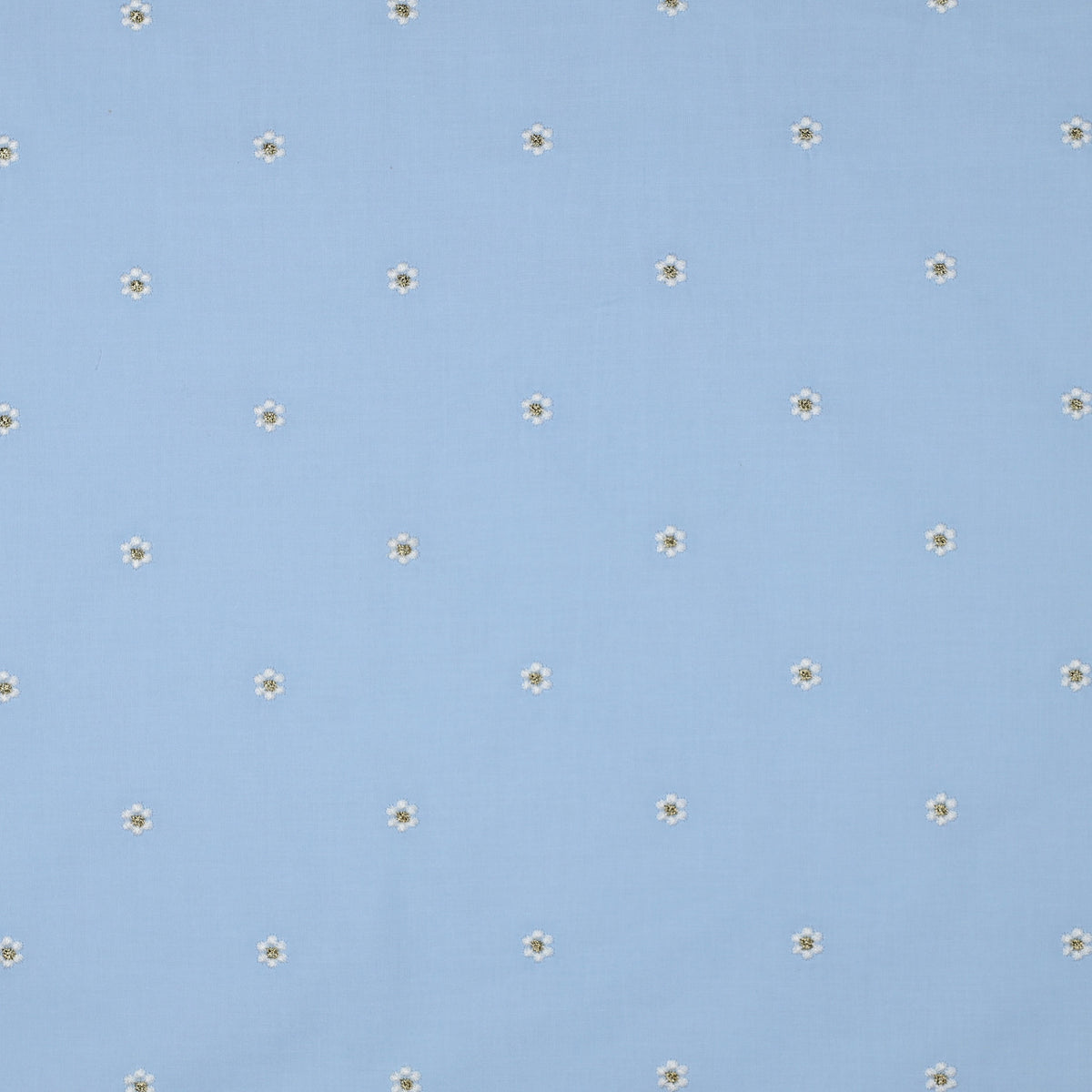 Fine Cotton Voile Printed Embroidery Dressmaking Fabric - Blue Lurex Flowers
