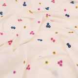 Fine Cotton Voile Embroidery Dressmaking Fabric - Colourful Flowers