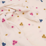 Fine Cotton Voile Embroidery Dressmaking Fabric - Colourful Flowers